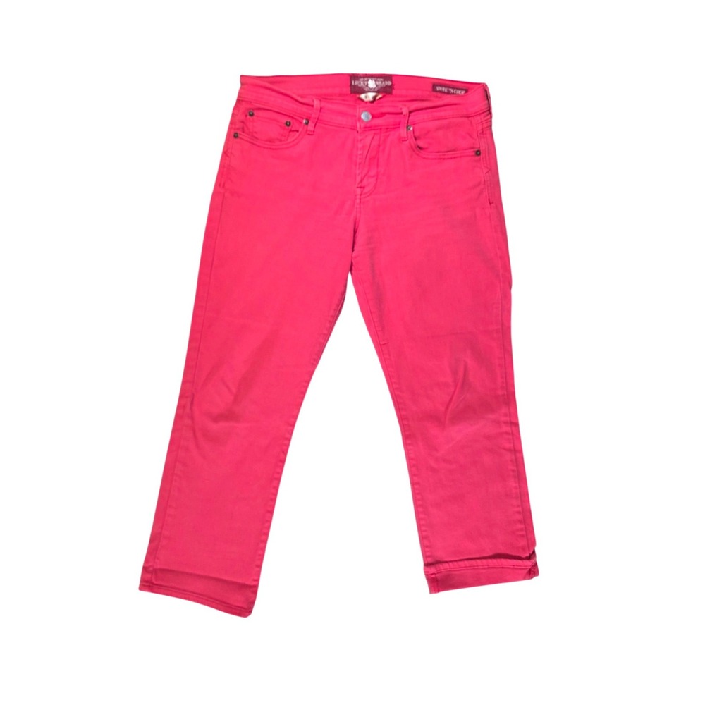 Lucky Brand Sweet N Crop Berry Pink Cropped Jeans Womens Size 8 29 Mid Rise